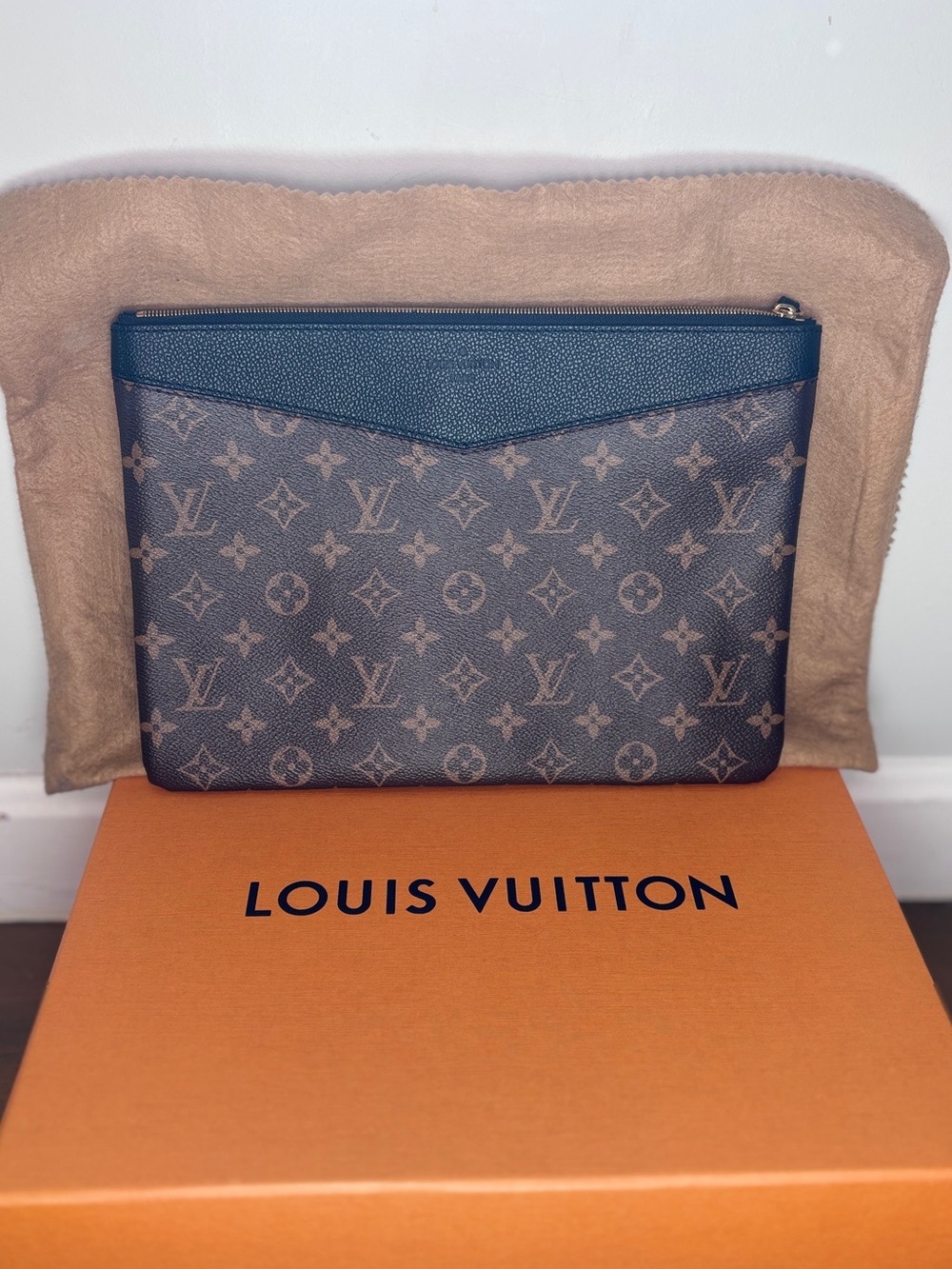 Louis Vuitton Monogram Zip Pouch in Brown and Black